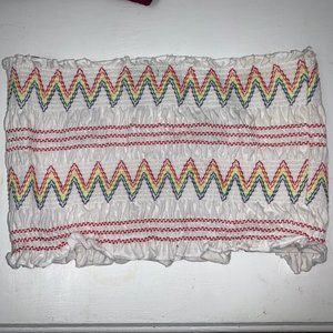 Forever 21 Smocked Tube Top White/multi